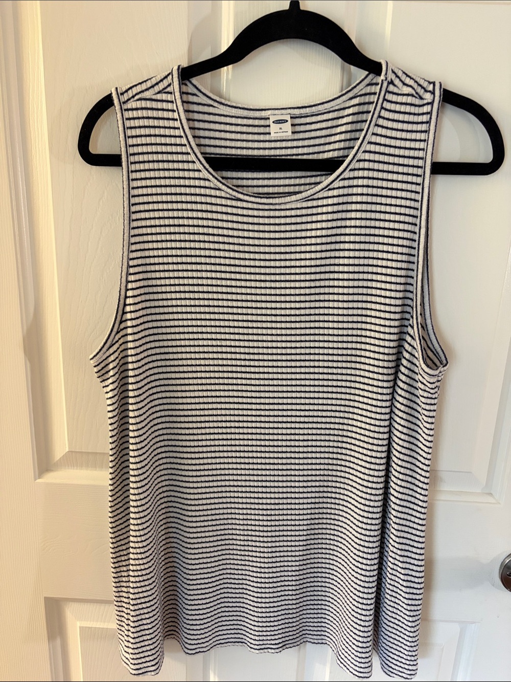 Old Navy Luxe Navy & White Striped Ribbed Tank